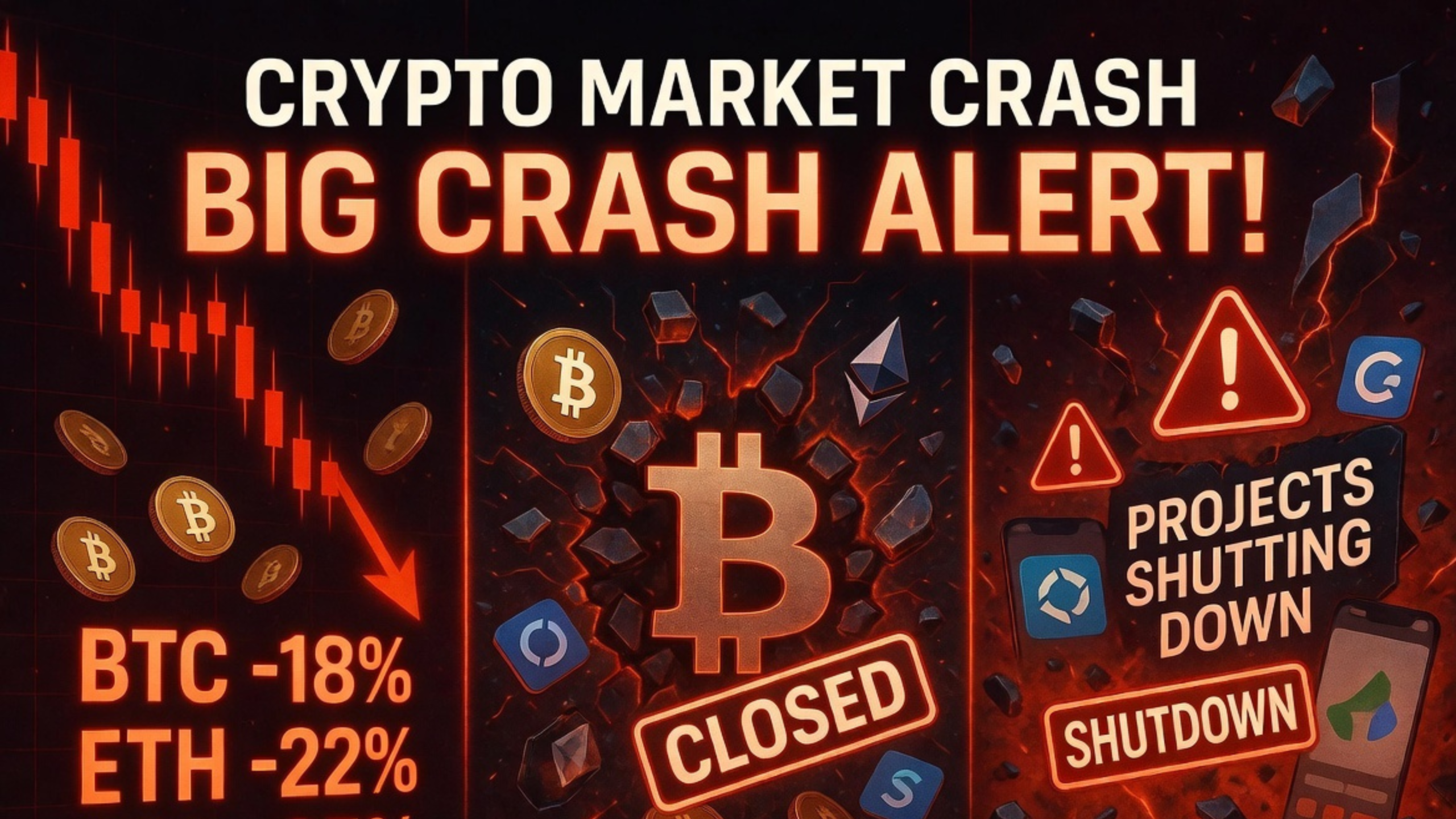क्रिप्टो मार्केट में बड़ी गिरावट: कई ऐप और प्रोजेक्ट हो रहे बंद